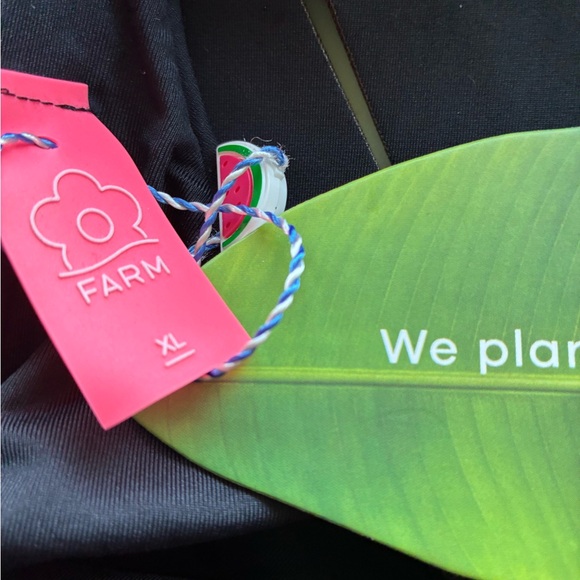 NEW Farm Rio Made In Brazil Black Leaf One-piece High Neck Swimsuit XL - Picture 10 of 11